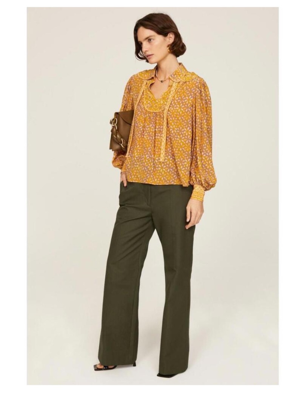 Ulla Johnson Anida 100 percent silk top in citrine